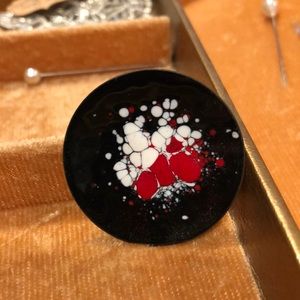 Vintage Black/Red/White Spatter-Paint Brooch